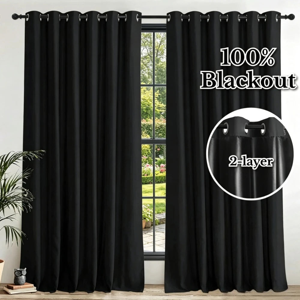 Eyelet Thermal Blackout Curtains – 100% Light Blocking