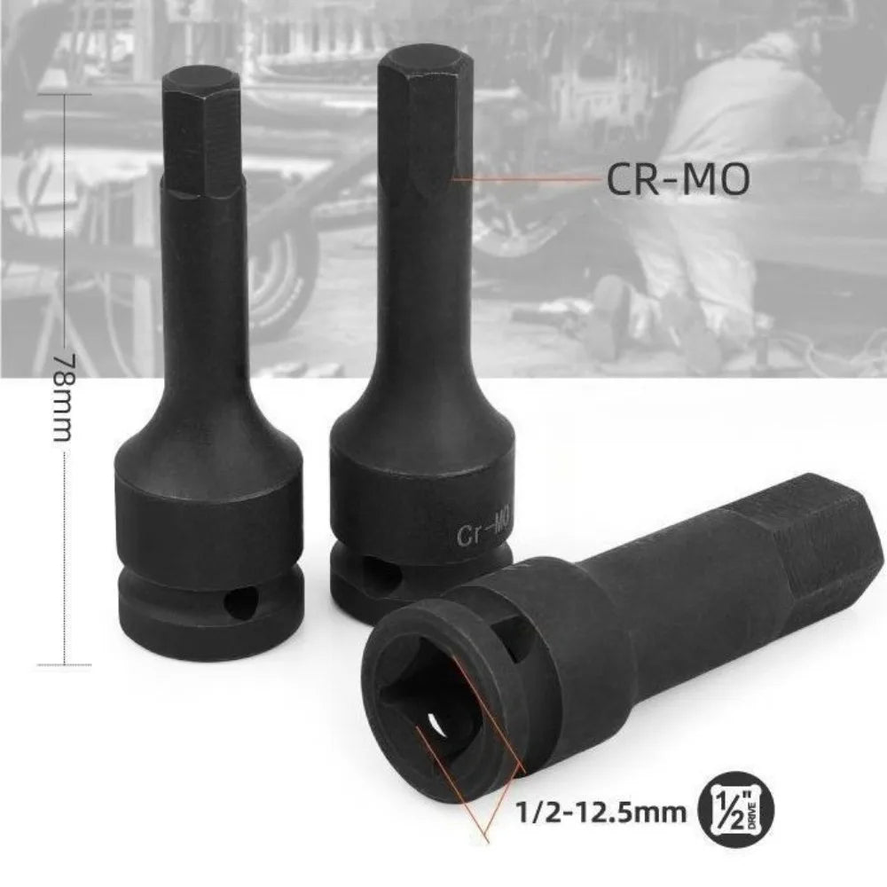 1/2 Inch Impact Hex Bit Socket Set H4-H22 Allen Bit Sockets for Car Bike Repair