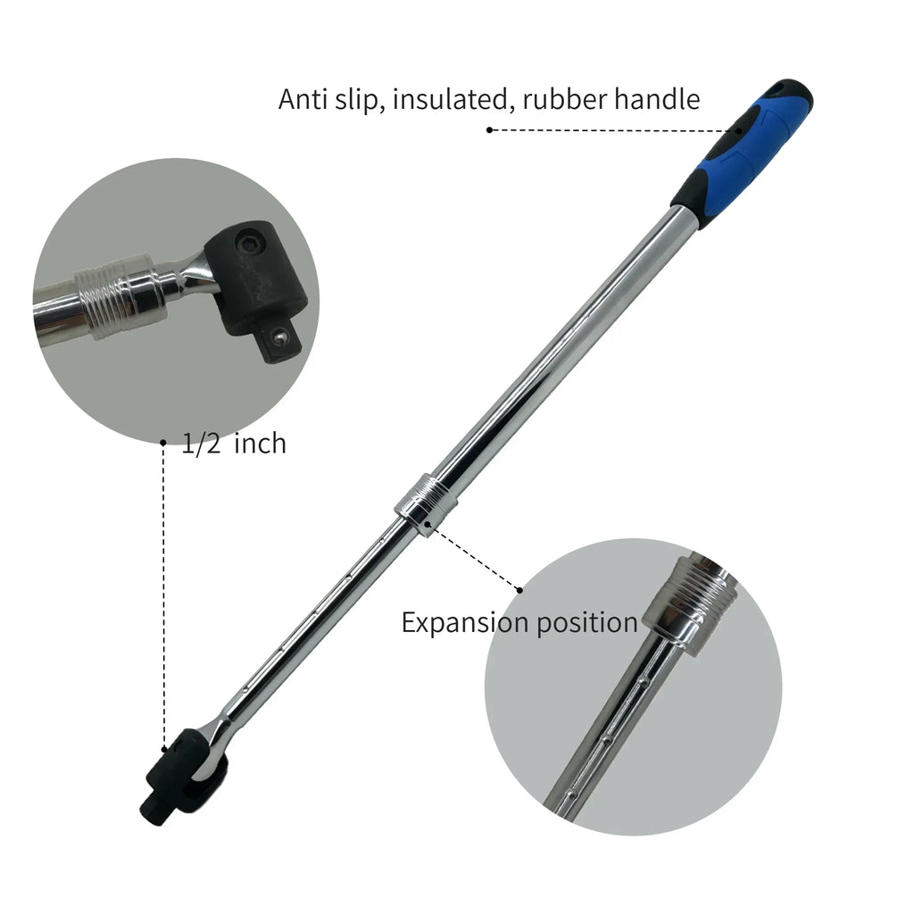 1/2-Inch Drive Heavy Duty Breaker Bar 450-600mm Telescopic Torque Wrench for Car Repair