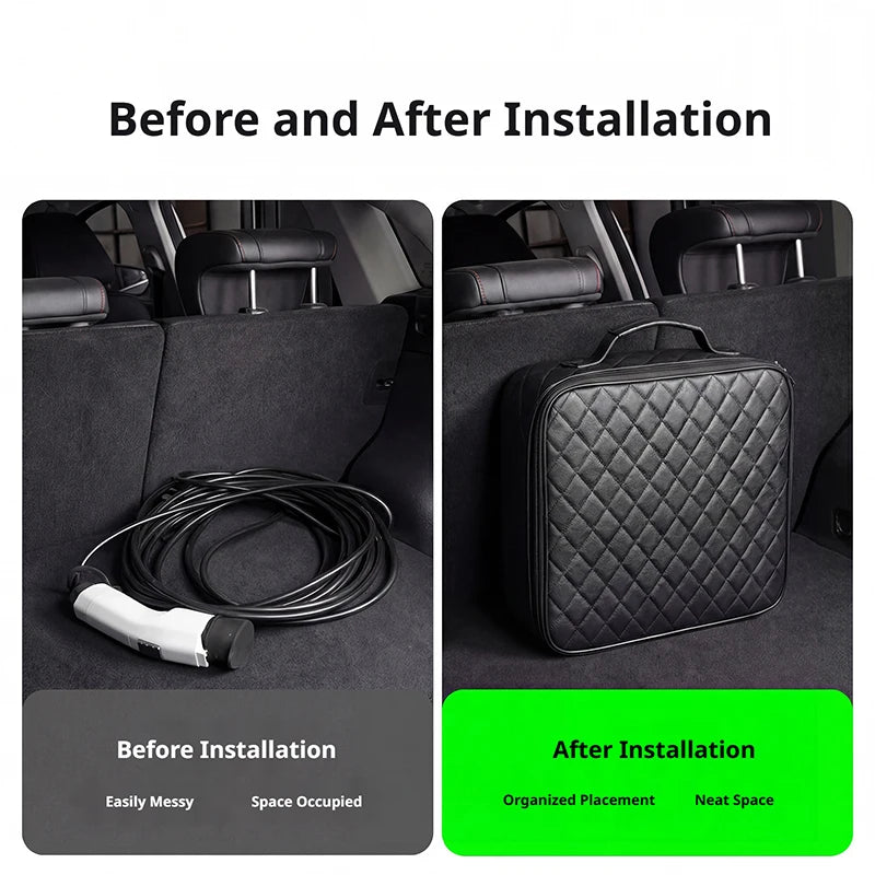 EV Charging Cable Storage Bag for Car Trunk