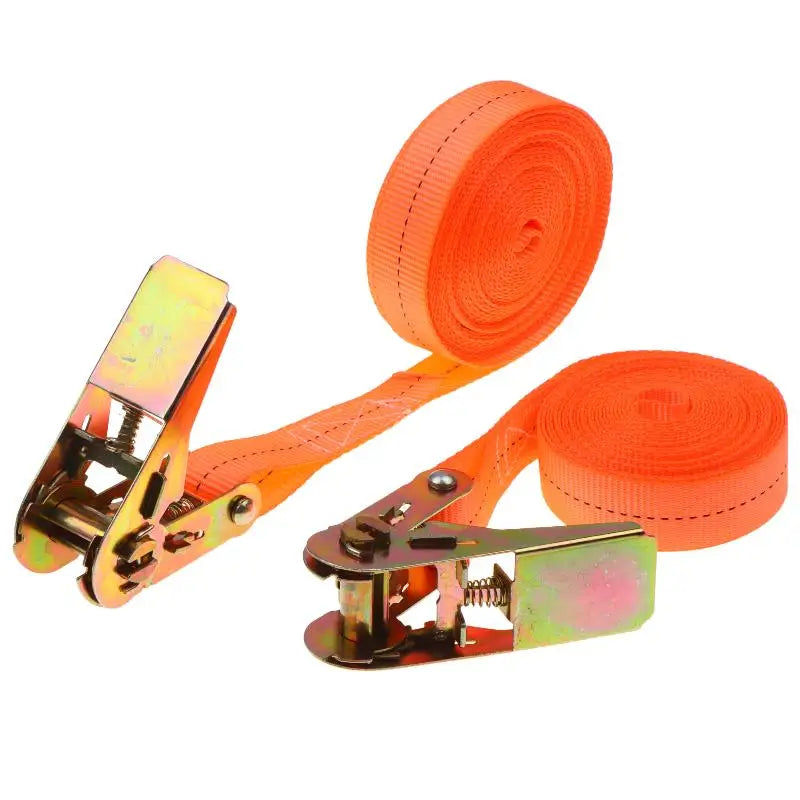 Heavy Duty Ratchet Tie Down Straps High Strength Orange Webbing with Metal Buckle