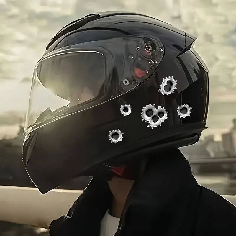 Realistic Bullet Hole Vinyl Decals for Motorcycle Tank, Helmet and Car - view 3
