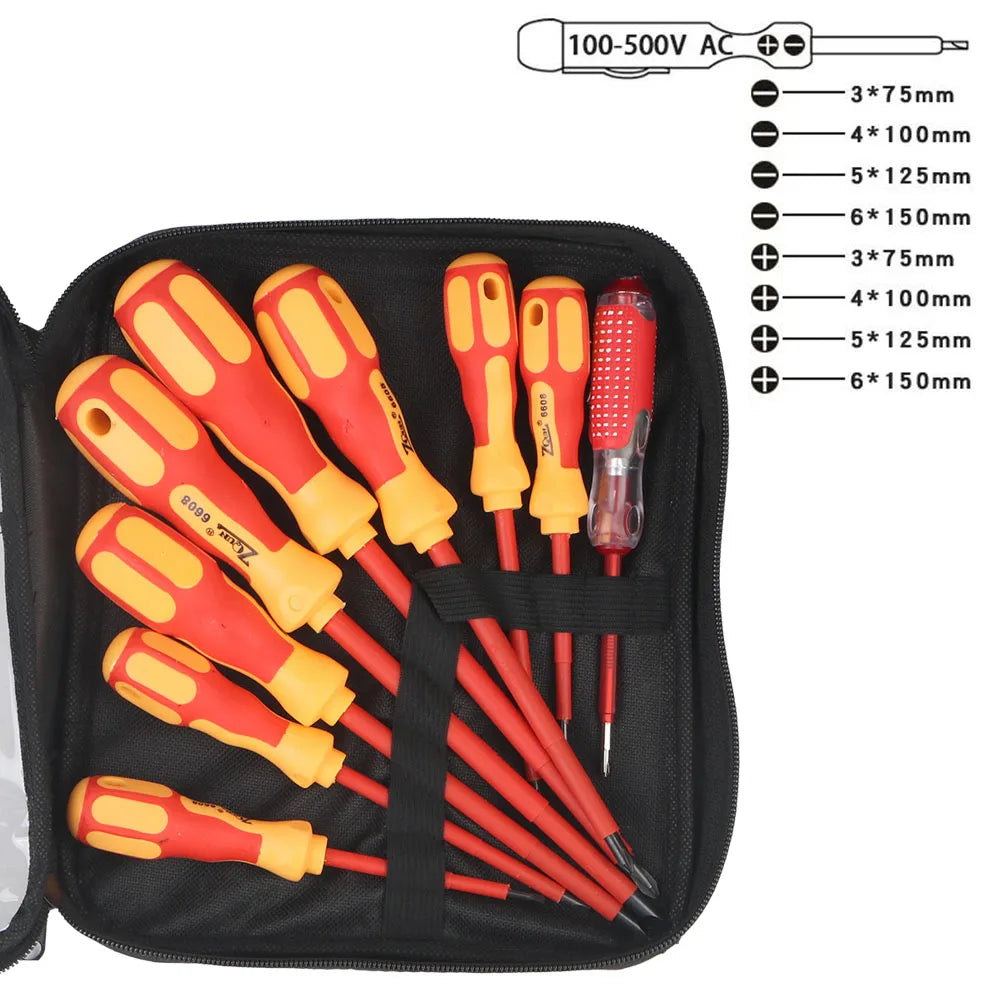 Electrician Magnetic Insulated Screwdriver Set - Phillips & Slotted - image 13