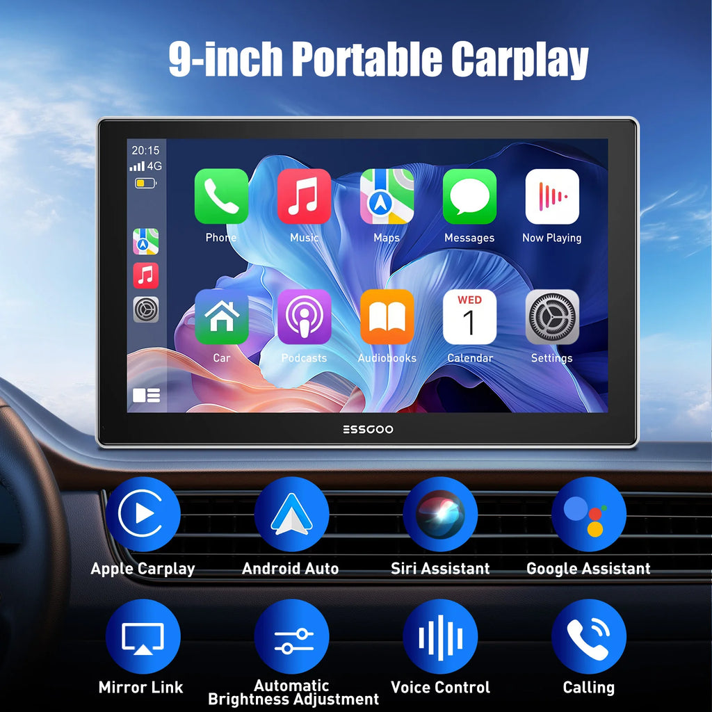 9-Inch Touchscreen Car Stereo with Apple CarPlay & Android Auto - image 5