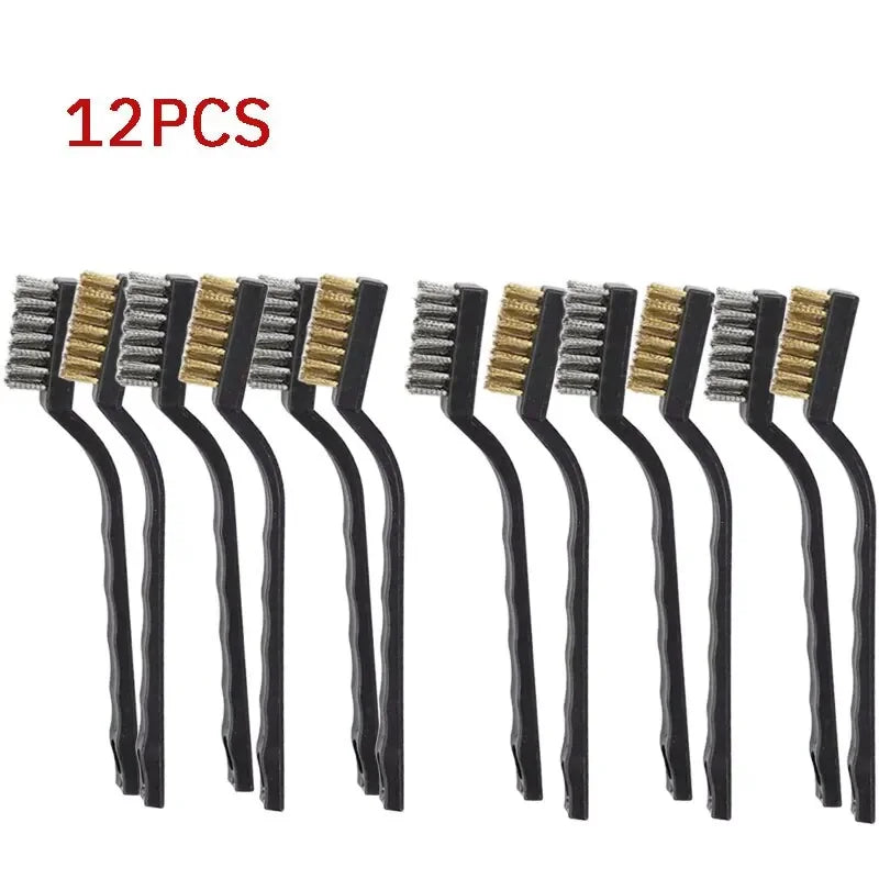 Industrial Mini Copper & Steel Wire Brush Set, 6/12 Pack
