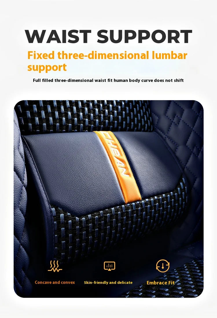 5-Seat Synthetic Leather Car Seat Cover Set with Lumbar Support
