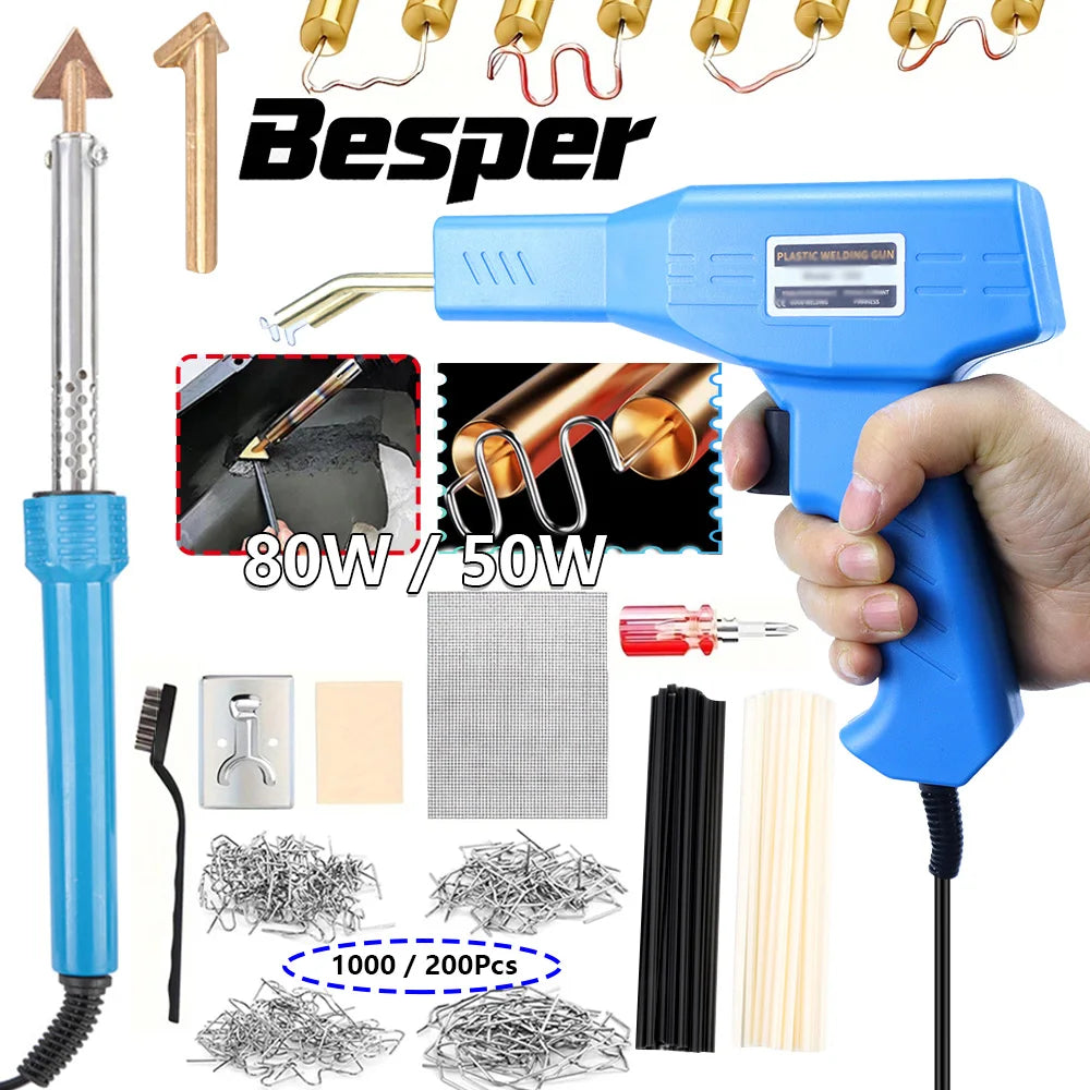 Plastic Welder Kit, Car Bumper Repair Kit, Hot Stapler Soldering Gun, 50/ 80W- Professional Plastic Repair Kit for Car Bumper
