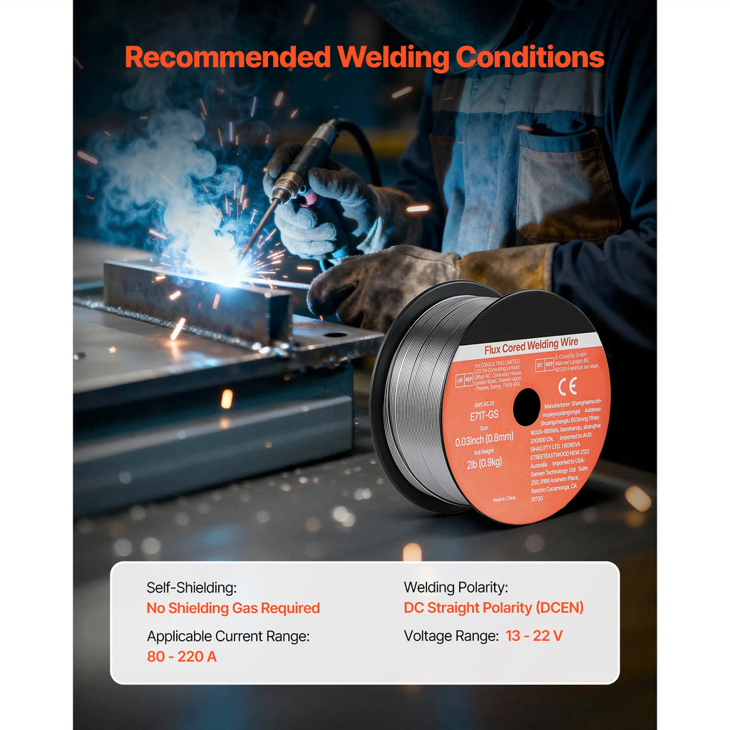 SucceBuy Flux Core MIG Welding Wire Gasless Mild Steel Welding Wire for All Position Arc Welding Self-Shielded for Outdoor Use