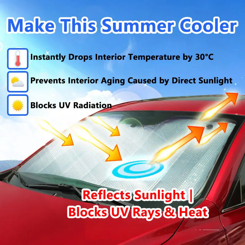 Foldable Windshield Sun Shade, 140 x 70 or 130 x 60 cm