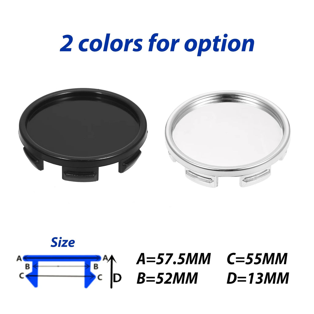 4-Piece Universal Car Wheel Center Caps, 55mm, ABS