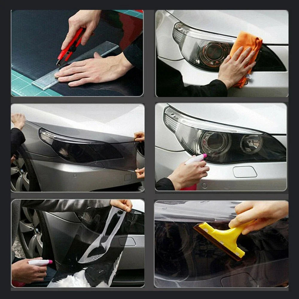 Car Headlight & Taillight Tint Film Self-Adhesive PVC Wrap 30x200cm - image 6