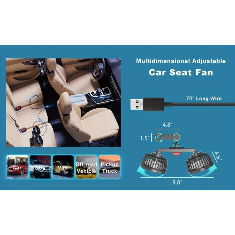 Double-Head USB Car Fan for Dashboard and Console - view 8