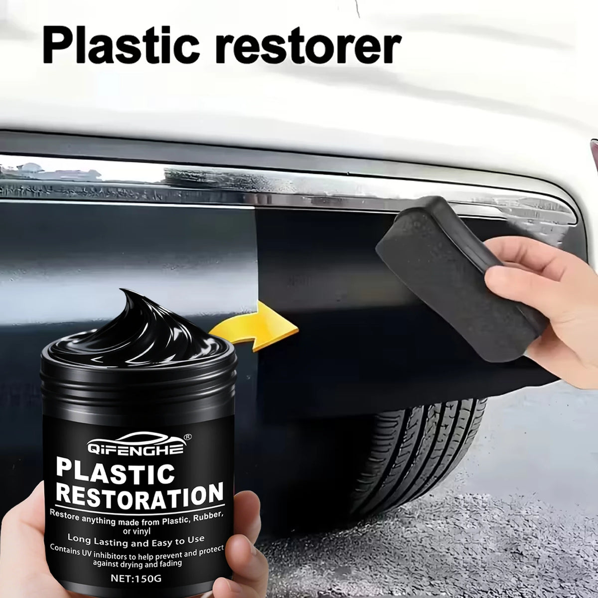 Car Plastic Restorer Paste for Trim, Bumpers and Tires, 150g