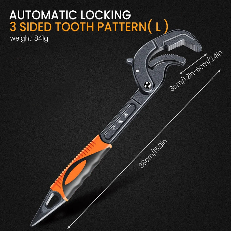 Stainless Steel Adjustable Pipe Wrench – Large Opening