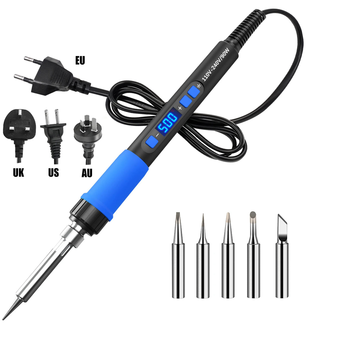 90W 6-in-1 Soldering Iron Kit, LCD Display, Adjustable 180 to 500°C