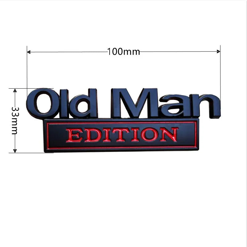 Old Man Edition 3D Metal Fender Sticker for Cars, Trucks and SUVs