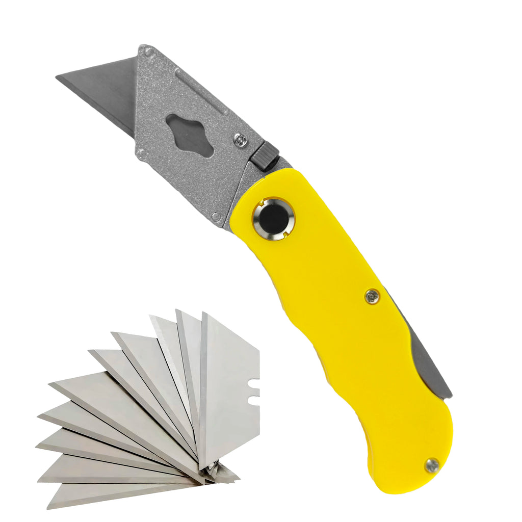 Utility Knife Retractable Sharp Cut Heavy-duty Folding Knife Aluminum Plastic Handle Blade With Lock Portable Set