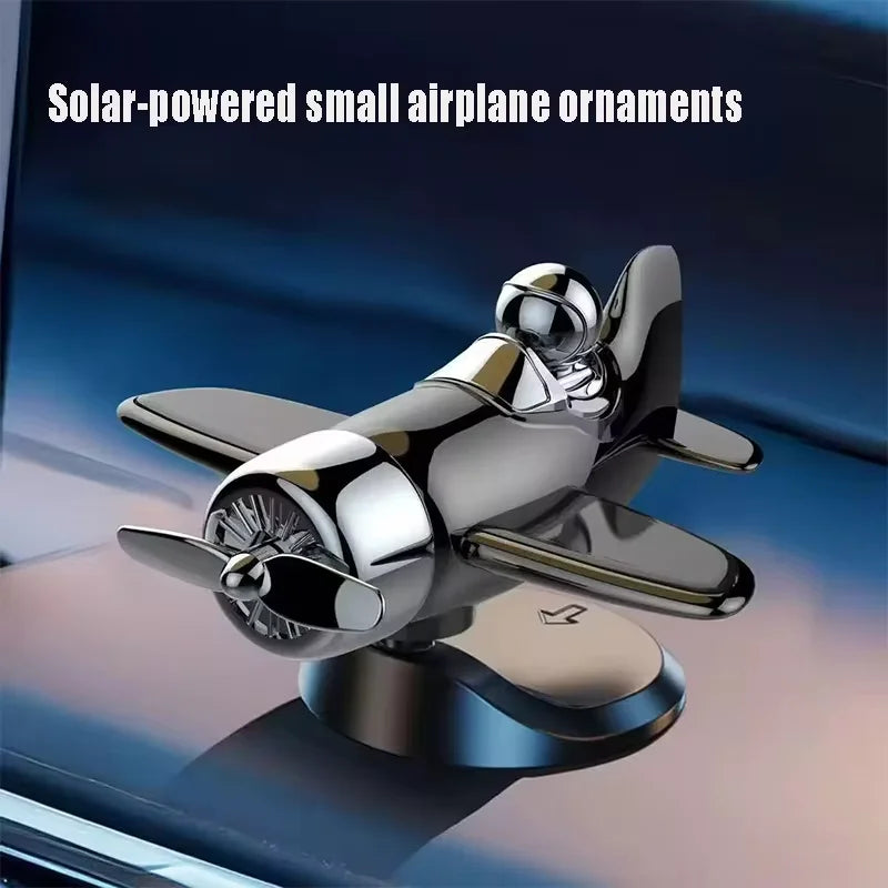 Solar Spinning Airplane Ornament for Car Center Console