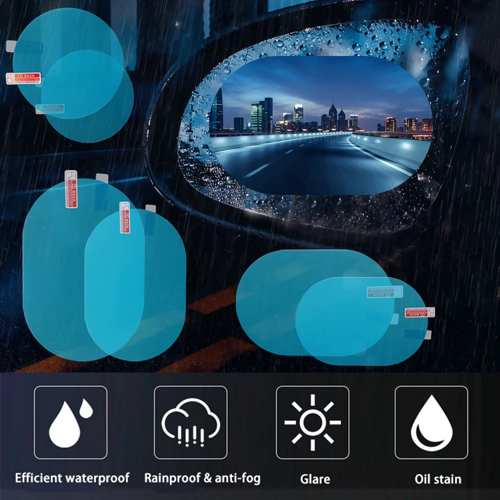 Rainproof Anti-Fog Side Mirror Film, Clear 2-Piece Set