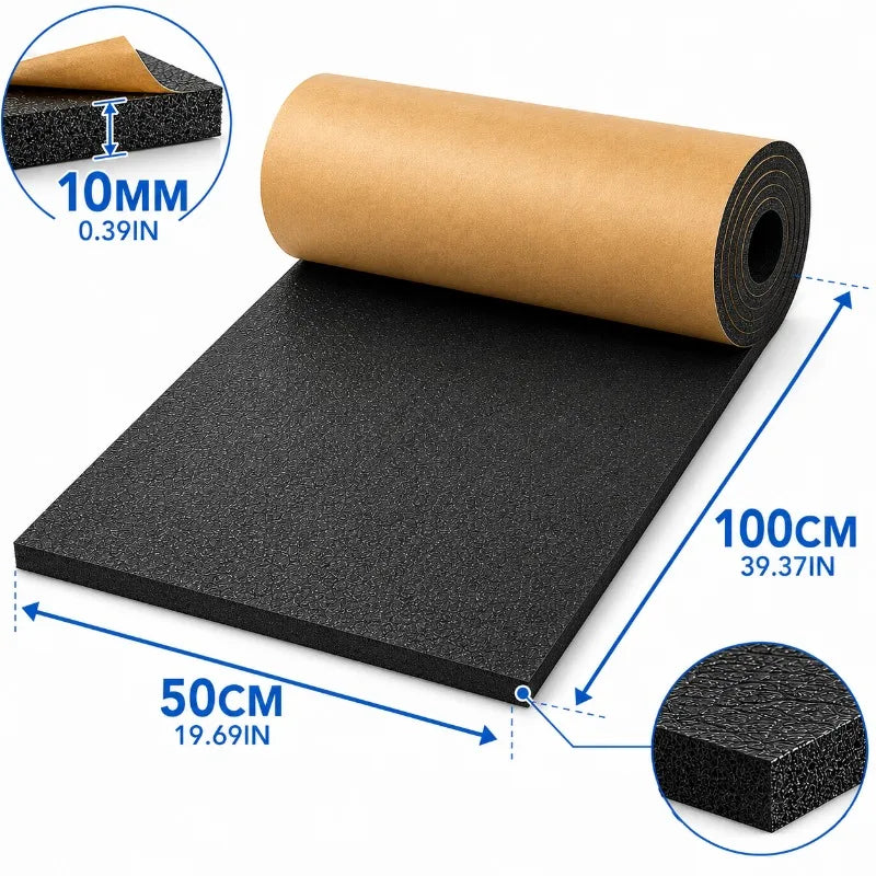 Self adhesive closed cell foam roll, car heat and sound insulation 5 to 20mm