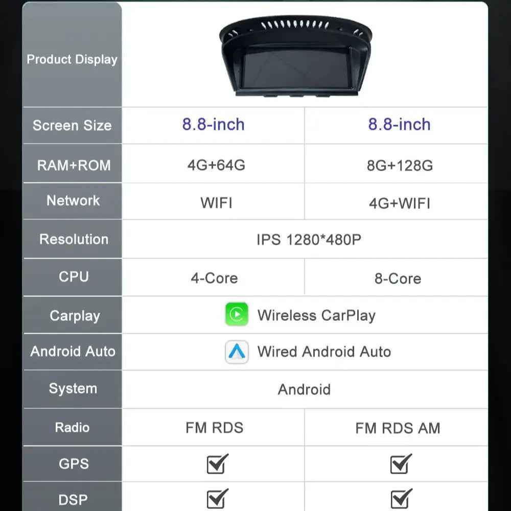 Wireless CarPlay Android Auto Multimedia Radio for BMW E60 E90 - image 3
