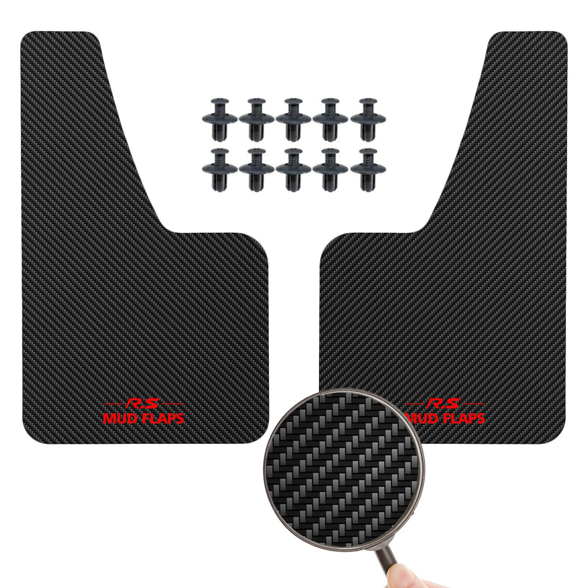 Car Universal Black RED Carbon Fiber Effect Splash Guards Mud Flaps Molded Mudguards Fender Cover Front Rear Styling Accessories