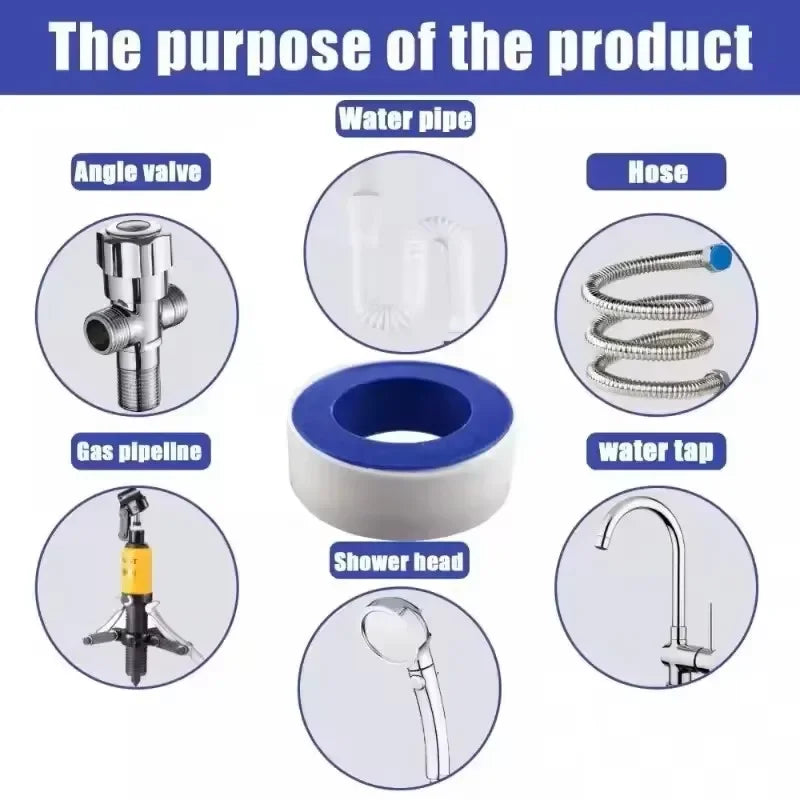 PTFE Thread Seal Tape Rolls – Plumbing & Pipe Sealing, 1–20 Pack