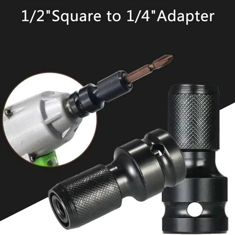 Drill Chuck Converter Socket Adapter Hex Shank 1/2"Drive To 1/4" Impact Drilling Bits Driver Quick Load Adapter For Power Tools