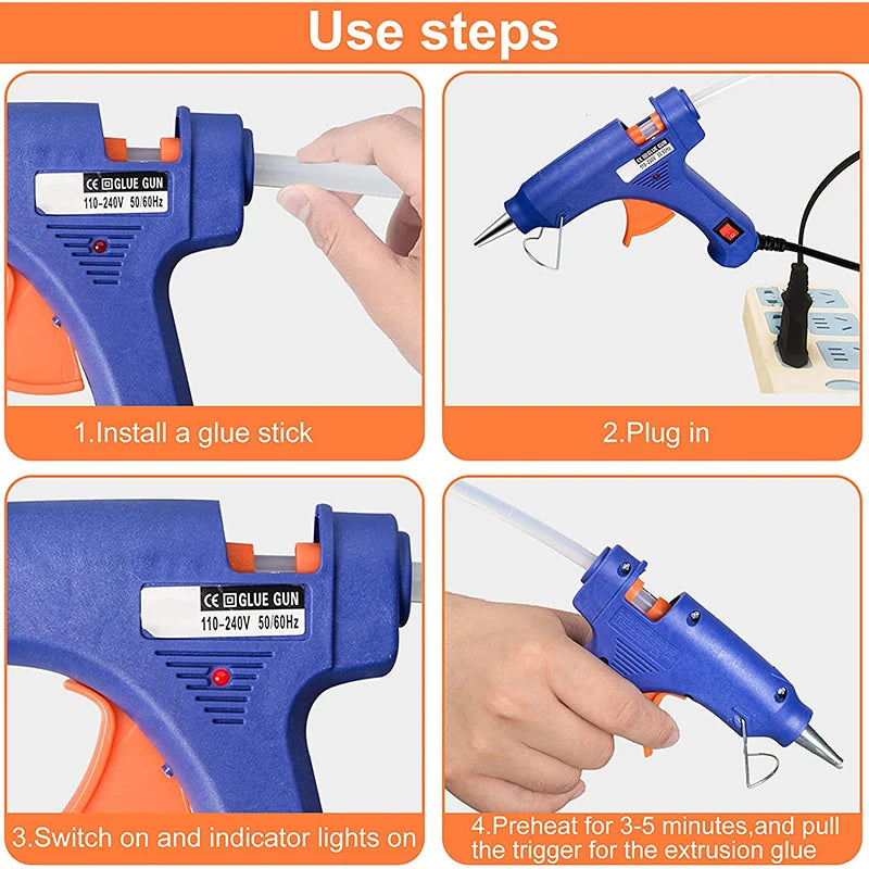 20W Hot Melt Glue Gun with 5Pcs Glue Sticks Fast Heating Mini for Car Dent Repair