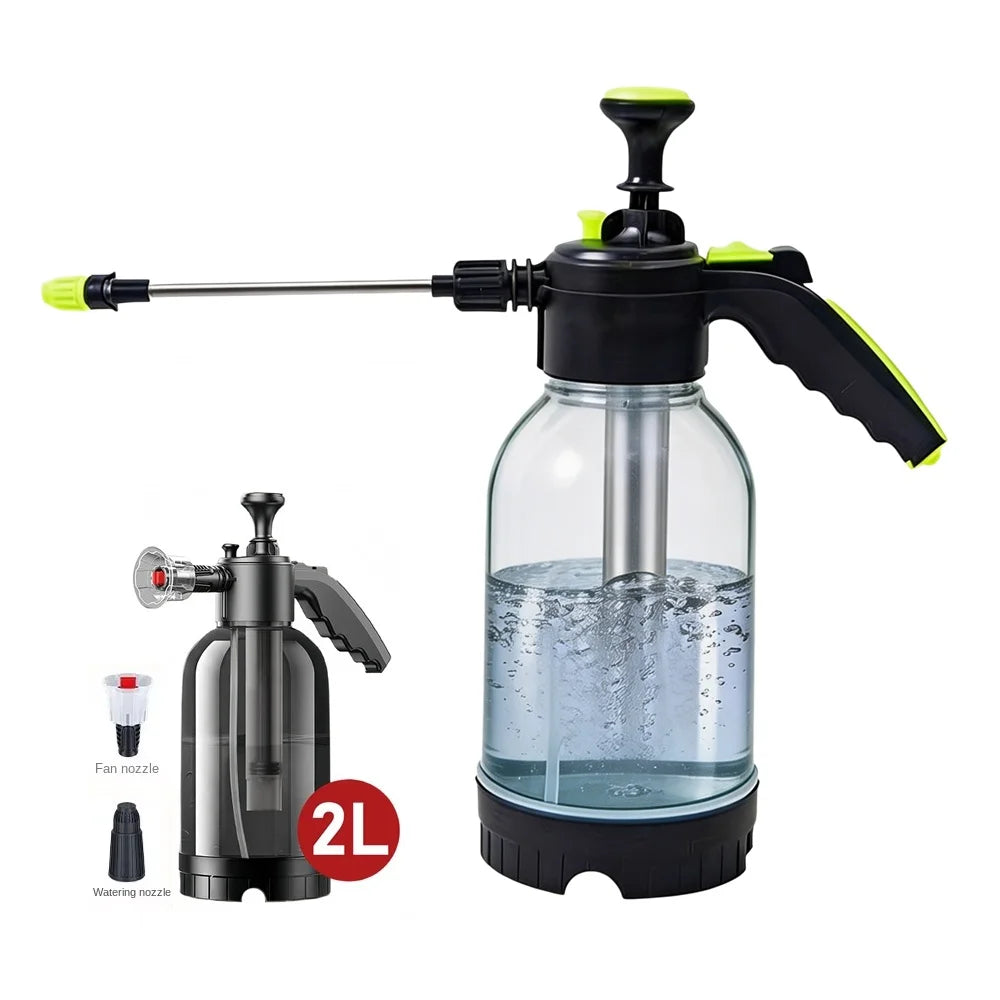 2L hand pump foam sprayer, pneumatic car wash bottle with dual nozzle