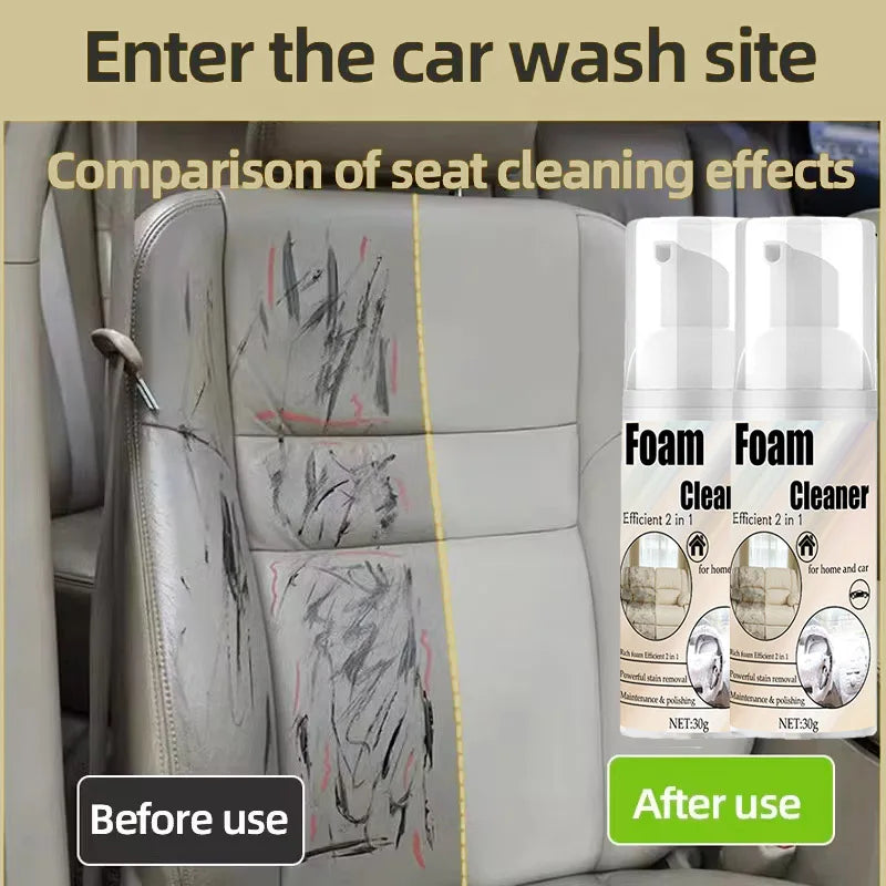 2-in-1 car interior foam cleaner spray for dashboard, trim and upholstery
