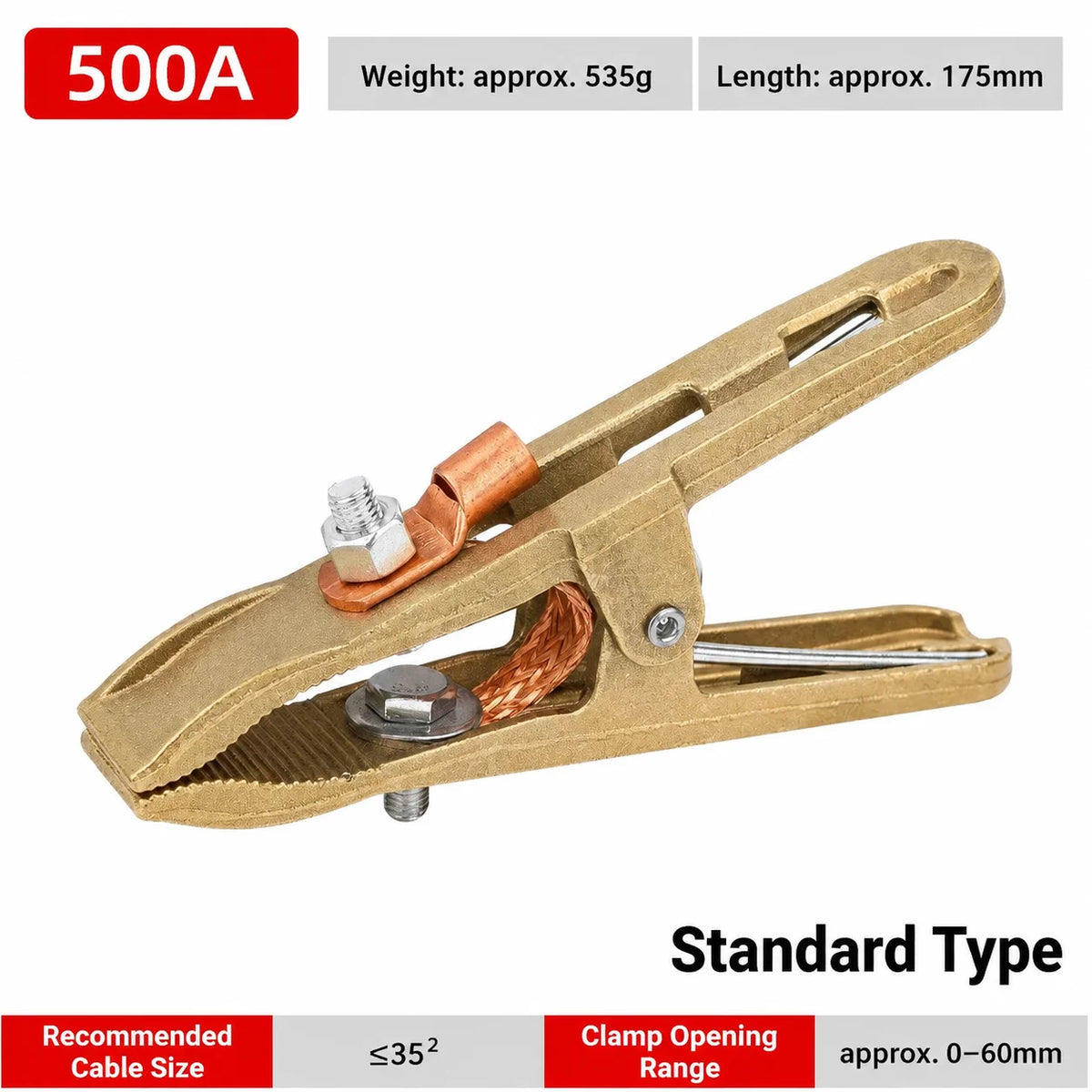 Copper Ground Clamp 300A 500A 800A, A Type Welding Earth Clamp