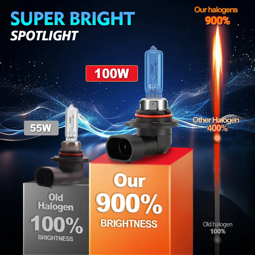 Super Bright 6000K Halogen Headlight Bulbs 100W for Cars - image 4