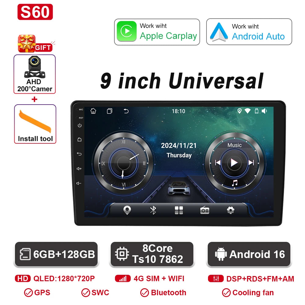 Universal 9/10 Inch Android Car Stereo with CarPlay & GPS WiFi - image 10