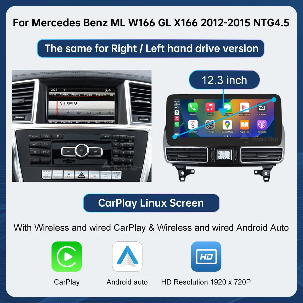 12.3" Touchscreen Mercedes ML/GLE/GLS 2012-2018 Wireless CarPlay - image 7