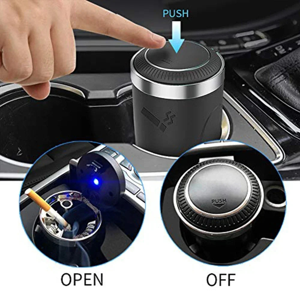 LED Smokeless Car Ashtray with Aluminum Design & Auto Light - image 2