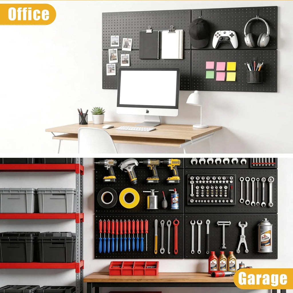 Metal Pegboard Panels Pegboards Wall Organizer, Heavy Duty Peg Board with Hooks for Walls Home, Garage Tool Storage, Office, Cra