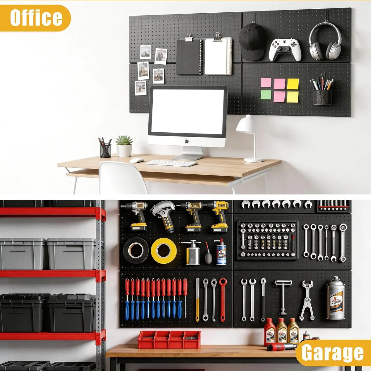 Metal Pegboard Panels Pegboards Wall Organizer, Heavy Duty Peg Board with Hooks for Walls Home, Garage Tool Storage, Office, Cra