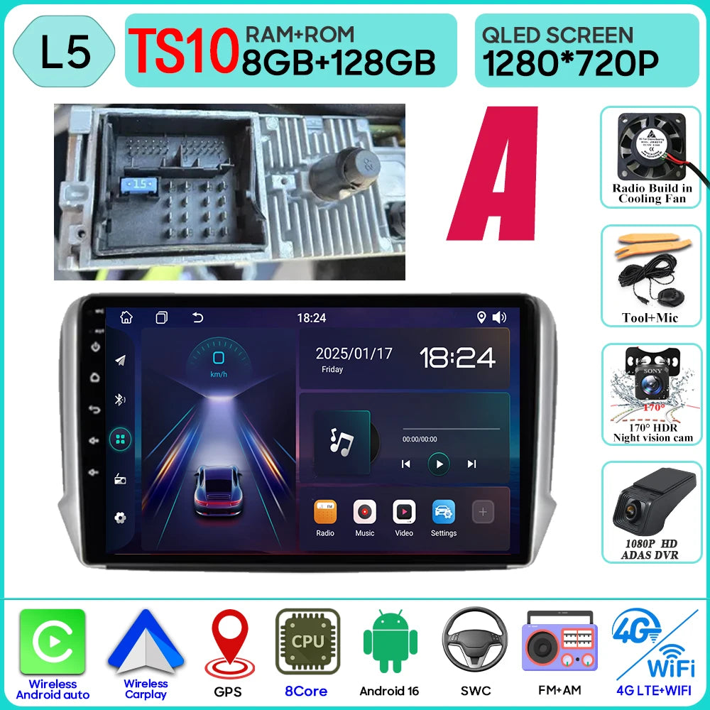 Peugeot 2008/208 10" Android 16 GPS Navigation Stereo (2012-2018) - image 19