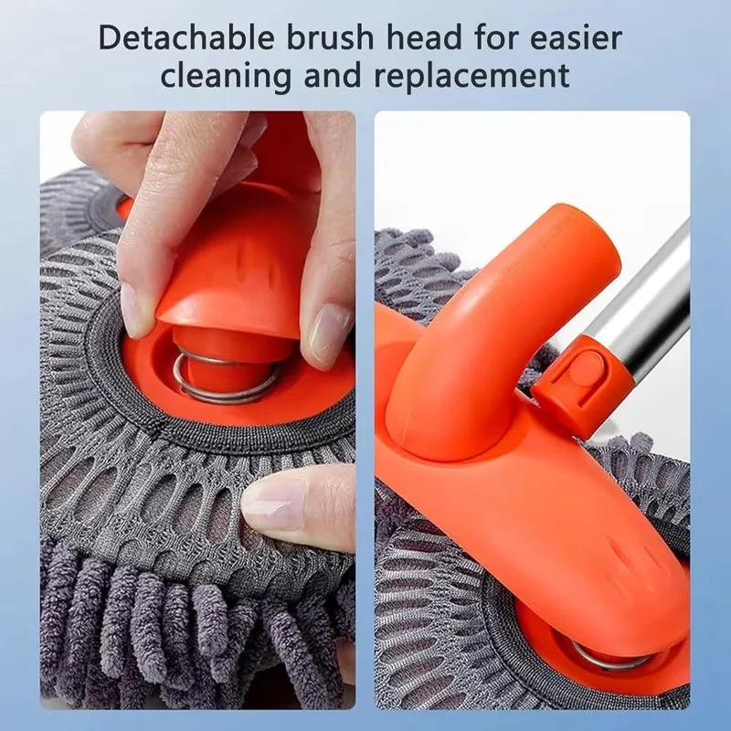 Double-Head Rotating Chenille Car Wash Mop with Long Handle