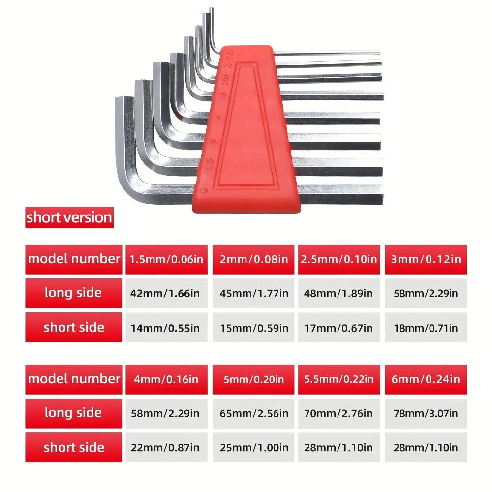 8PCS Allen Key Set Metric and Imperial Compact L-Shaped Hex Wrenches