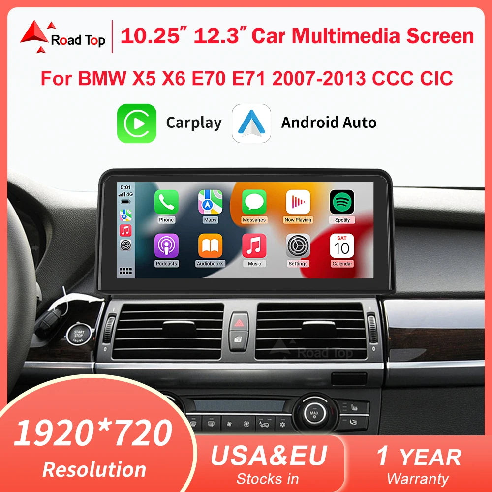 RoadTop 10.25" Wireless CarPlay & Android Auto BMW X5/X6 2007-2013