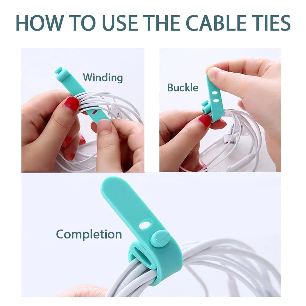 Reusable Silicone Cable Tie Straps, 4/12/20 Pack