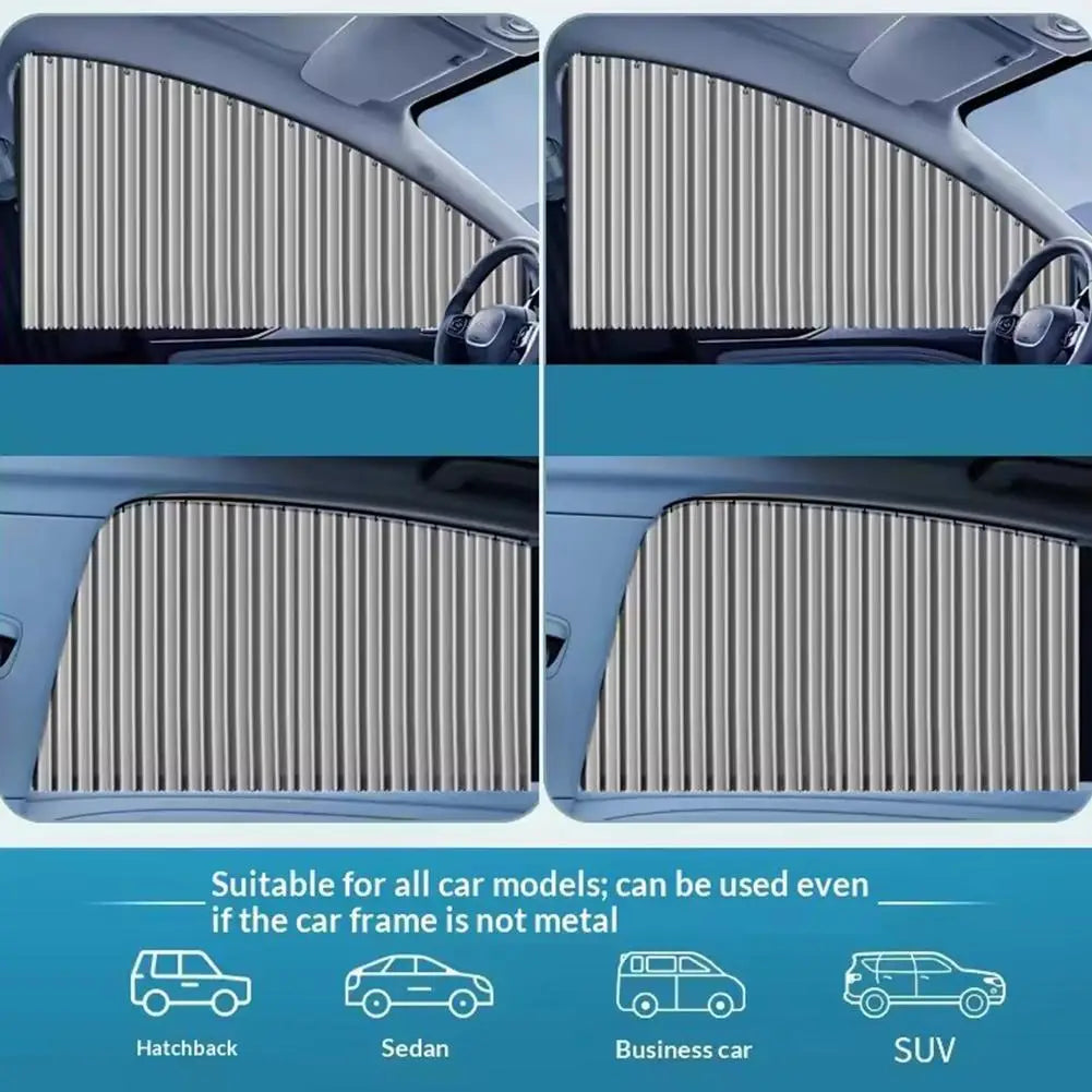 Car Side Window Pleated Sun Shades with Slide Track