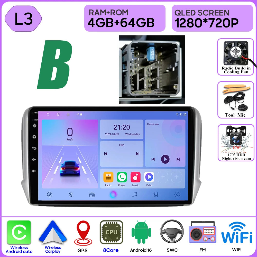 Peugeot 2008/208 10" Android 16 GPS Navigation Stereo (2012-2018) - image 16