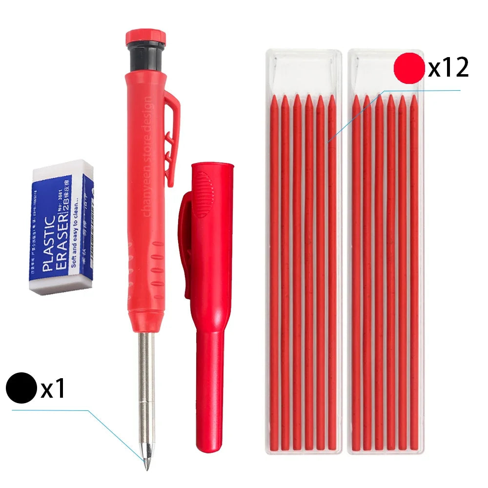 3-Color Carpenter Pencil Set with Sharpener & Refills - image 8