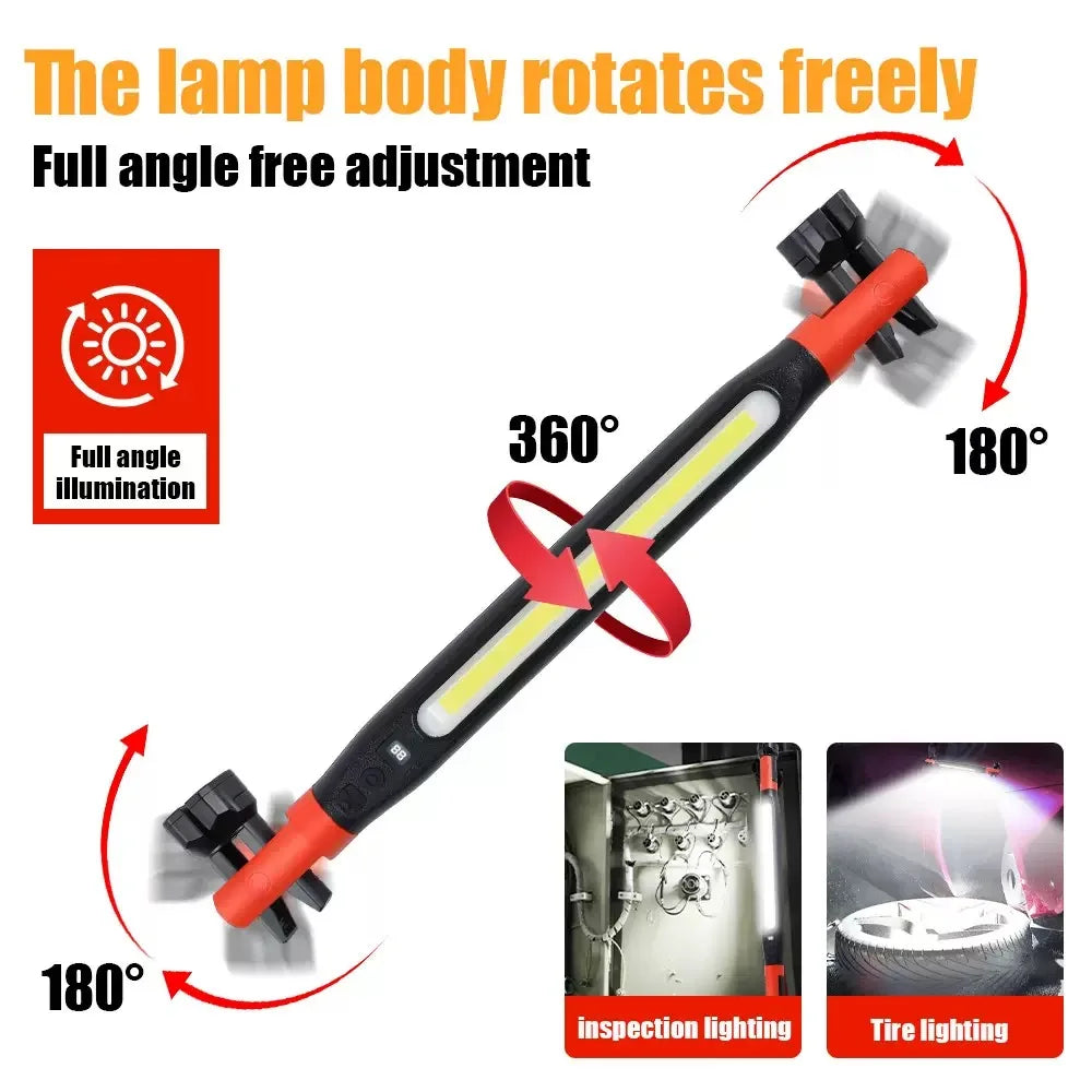 Magnetic LED Mechanic Work Light USB Rechargeable 360° Swivel Flashlight for Car Repair Auto Garage Use Emergency Lamp