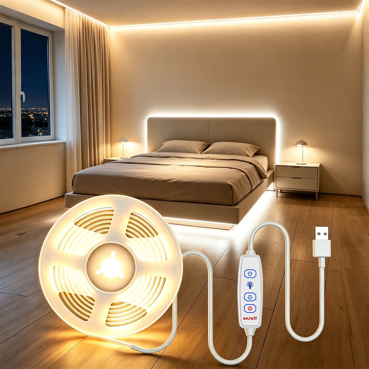 USB 5V COB LED Strip Light with Dimmer