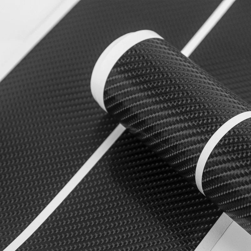 Carbon Fiber Texture Door Sill Scuff Protector Stickers, Front and Rear