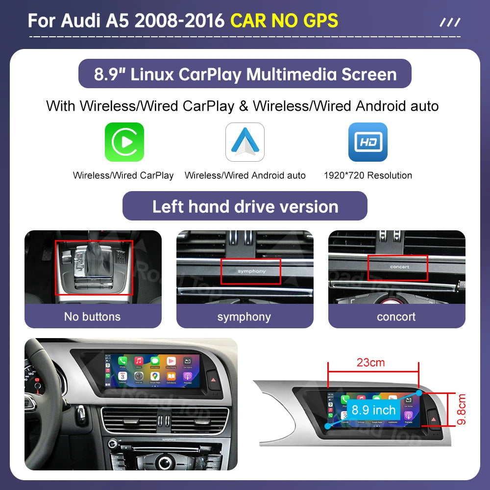 Audi A5 10.2" Wireless CarPlay Multimedia Touch Screen - image 8